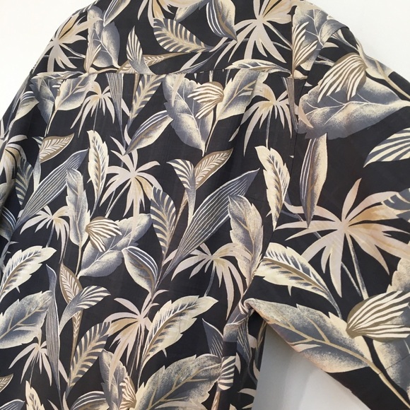 Axist Y2K Boho silk Hawaiian Tropical leaf print short sleeve button up shirt - Picture 8 of 15